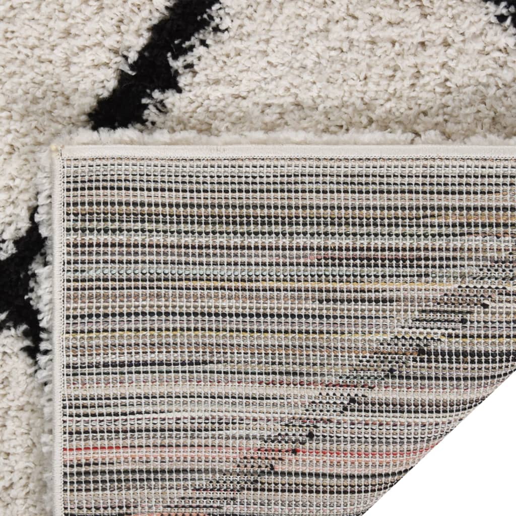 Teppich Shaggy Hochflor Schwarz und Creme 140x200 cm