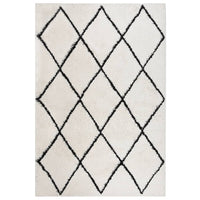 Thumbnail for Teppich Shaggy Hochflor Schwarz und Creme 160x230 cm