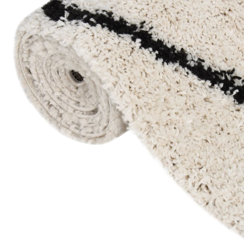 Teppich Shaggy Hochflor Schwarz und Creme 160x230 cm
