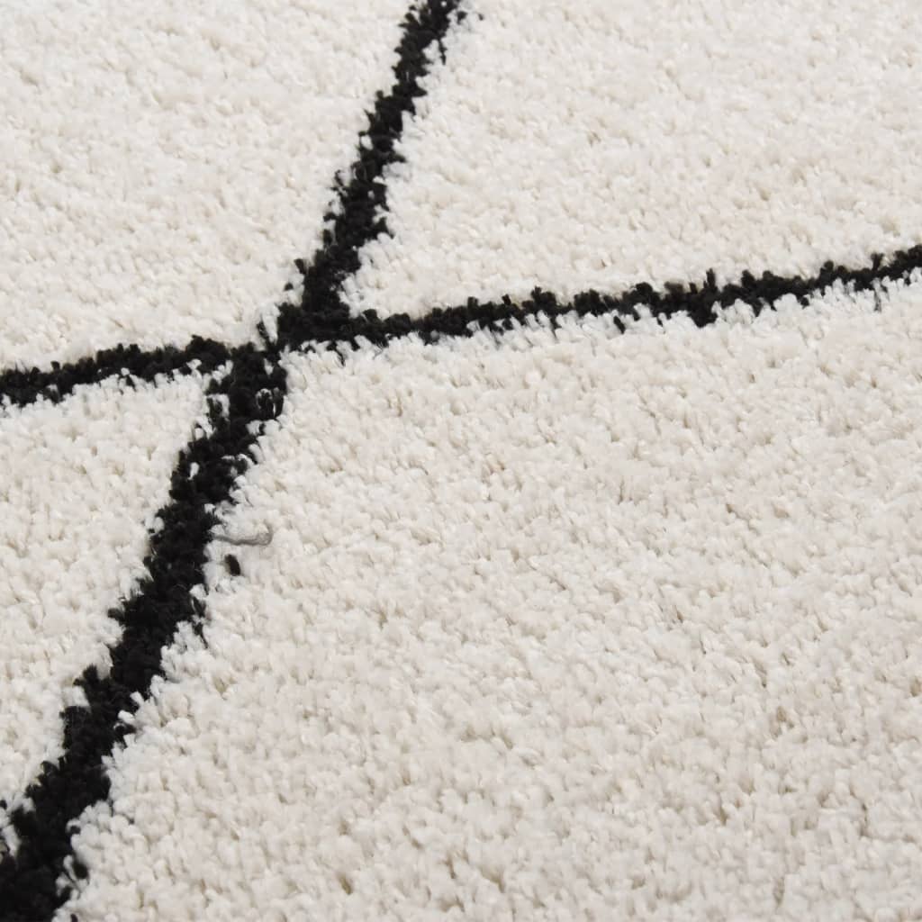 Teppich Shaggy Hochflor Schwarz und Creme 160x230 cm