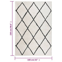 Thumbnail for Teppich Shaggy Hochflor Schwarz und Creme 160x230 cm