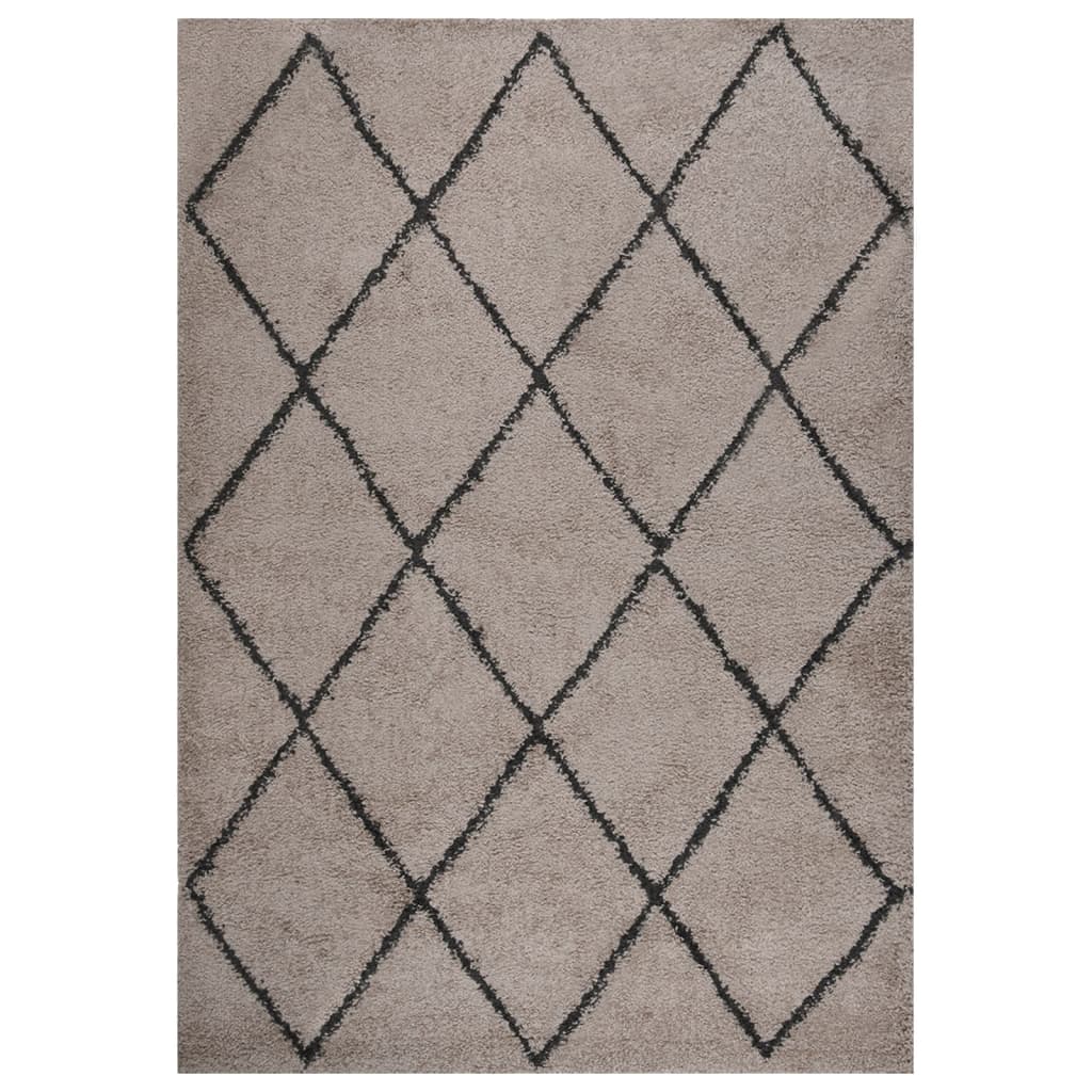 Teppich Shaggy Hochflor Beige und Anthrazit 140x200 cm