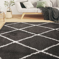 Thumbnail for Teppich Shaggy Hochflor Creme und Anthrazit 120x170 cm