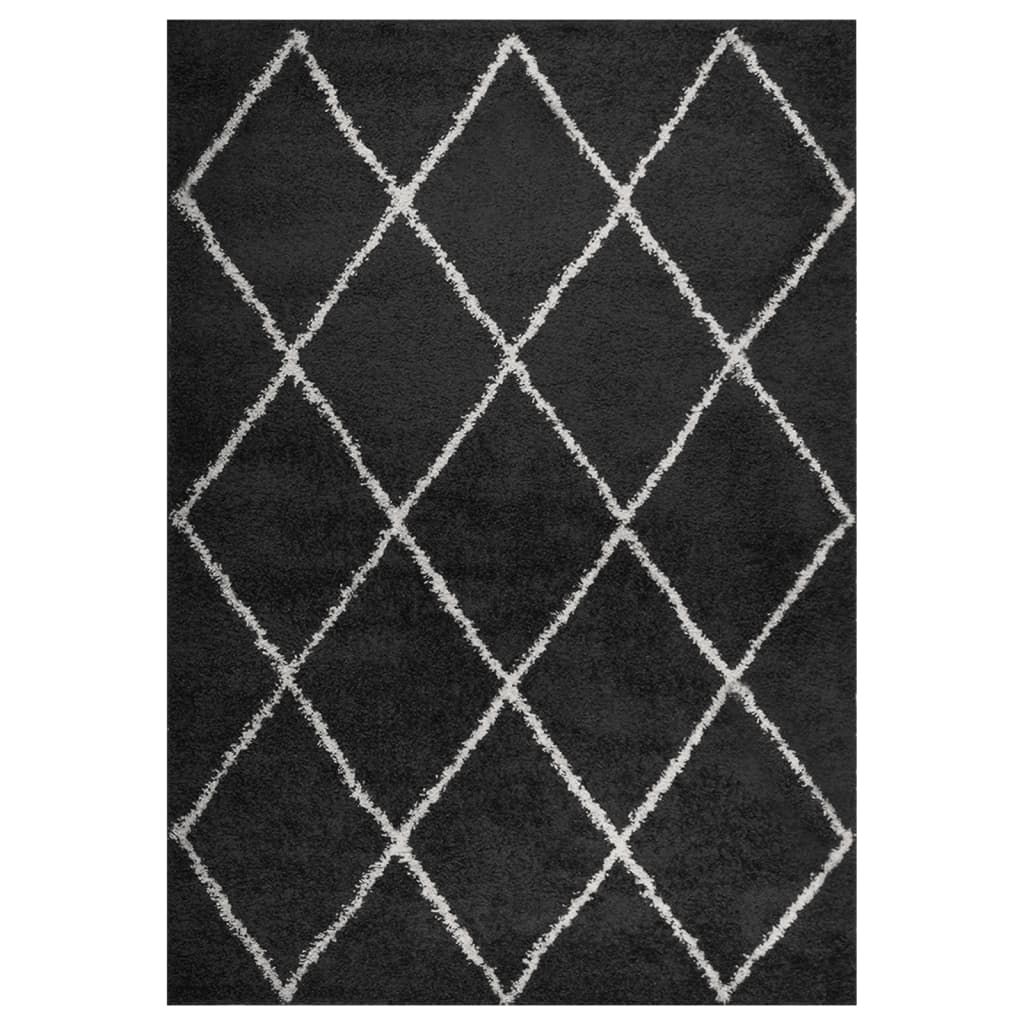 Teppich Shaggy Hochflor Creme und Anthrazit 140x200 cm