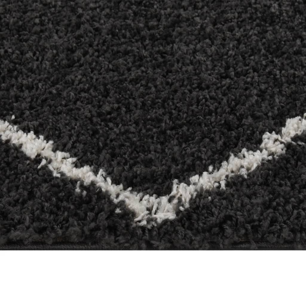 Teppich Shaggy Hochflor Creme und Anthrazit 140x200 cm