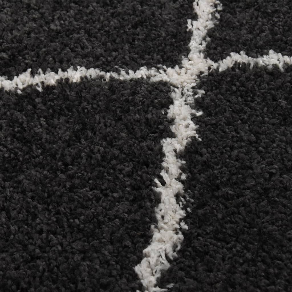 Teppich Shaggy Hochflor Creme und Anthrazit 140x200 cm