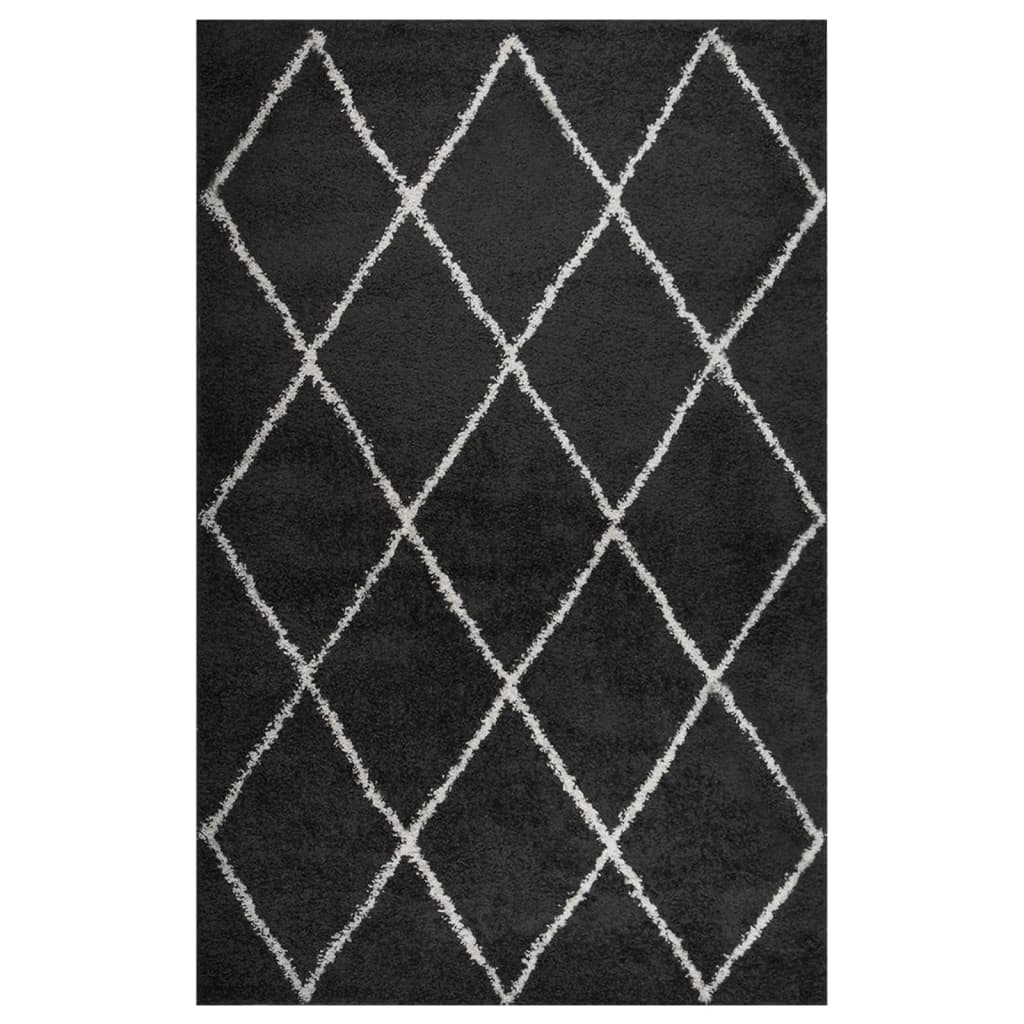 Teppich Shaggy Hochflor Creme und Anthrazit 200x290 cm