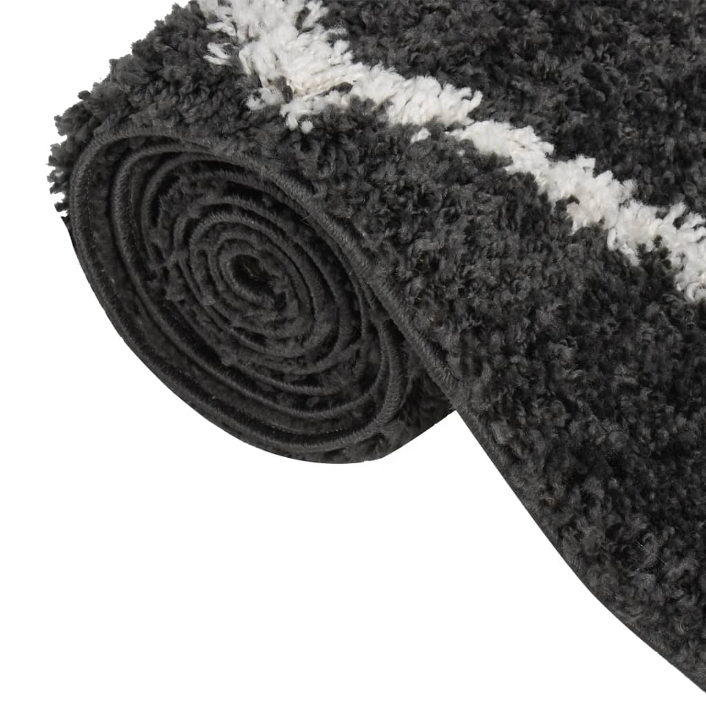 Teppich Shaggy Hochflor Creme und Anthrazit 200x290 cm