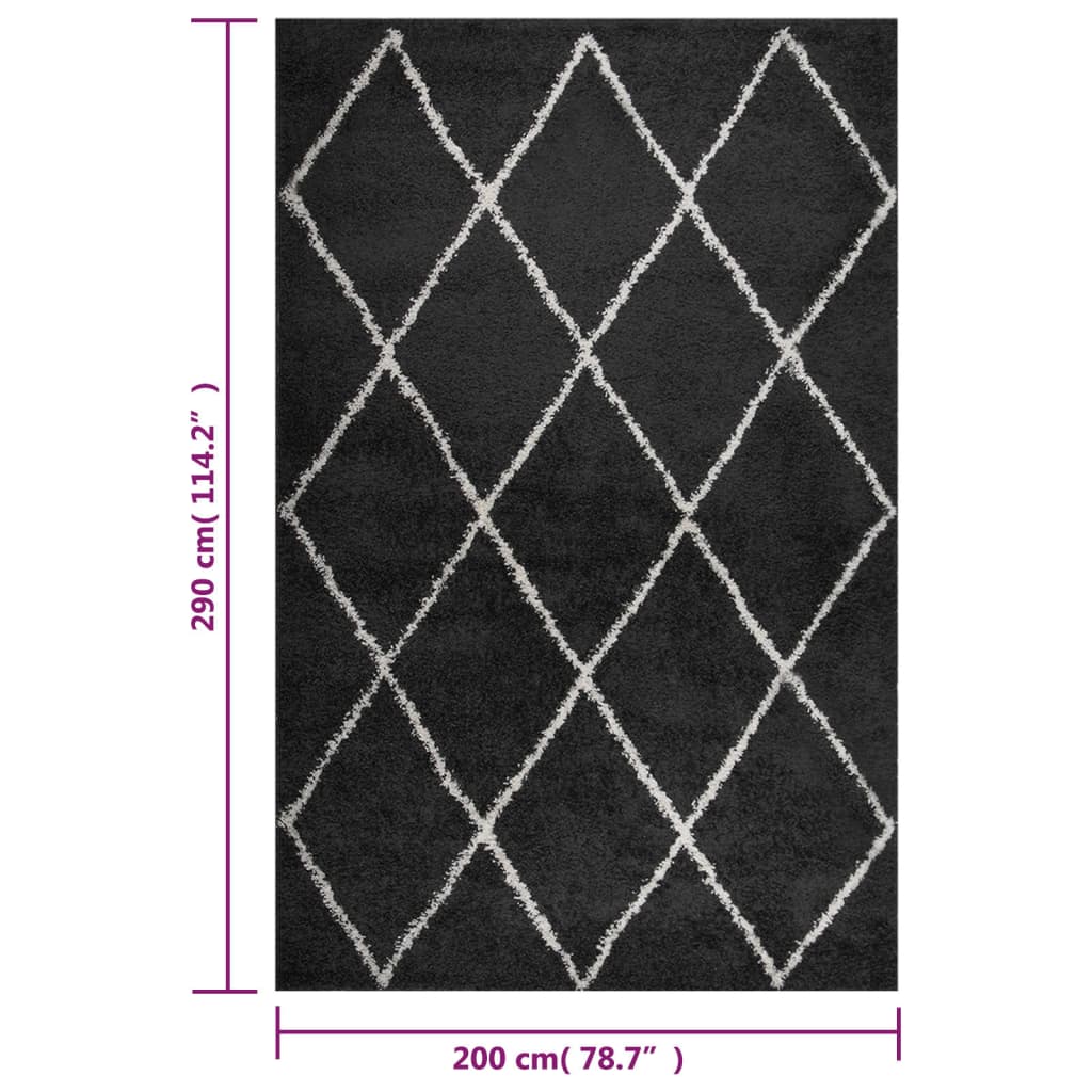 Teppich Shaggy Hochflor Creme und Anthrazit 200x290 cm