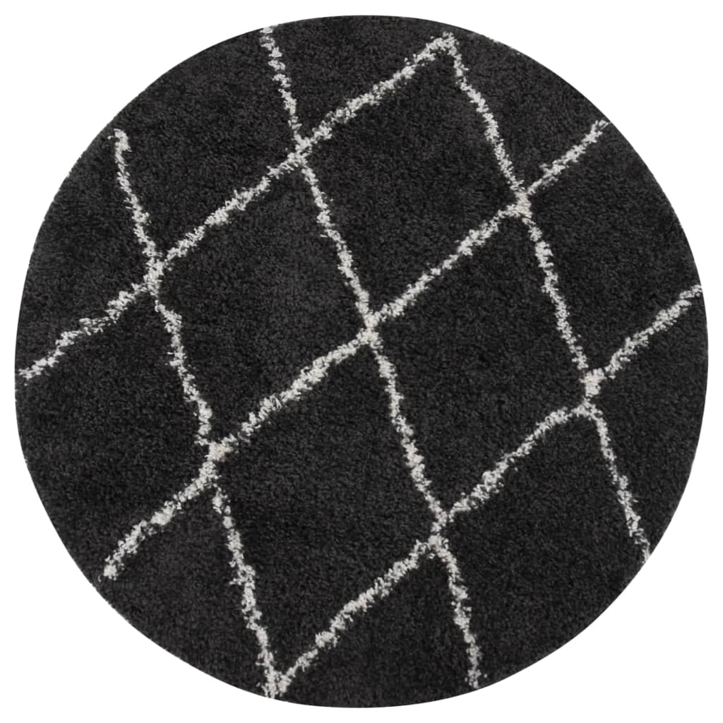 Teppich Shaggy Hochflor Creme und Anthrazit φ120 cm
