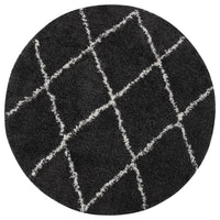 Thumbnail for Teppich Shaggy Hochflor Creme und Anthrazit φ120 cm