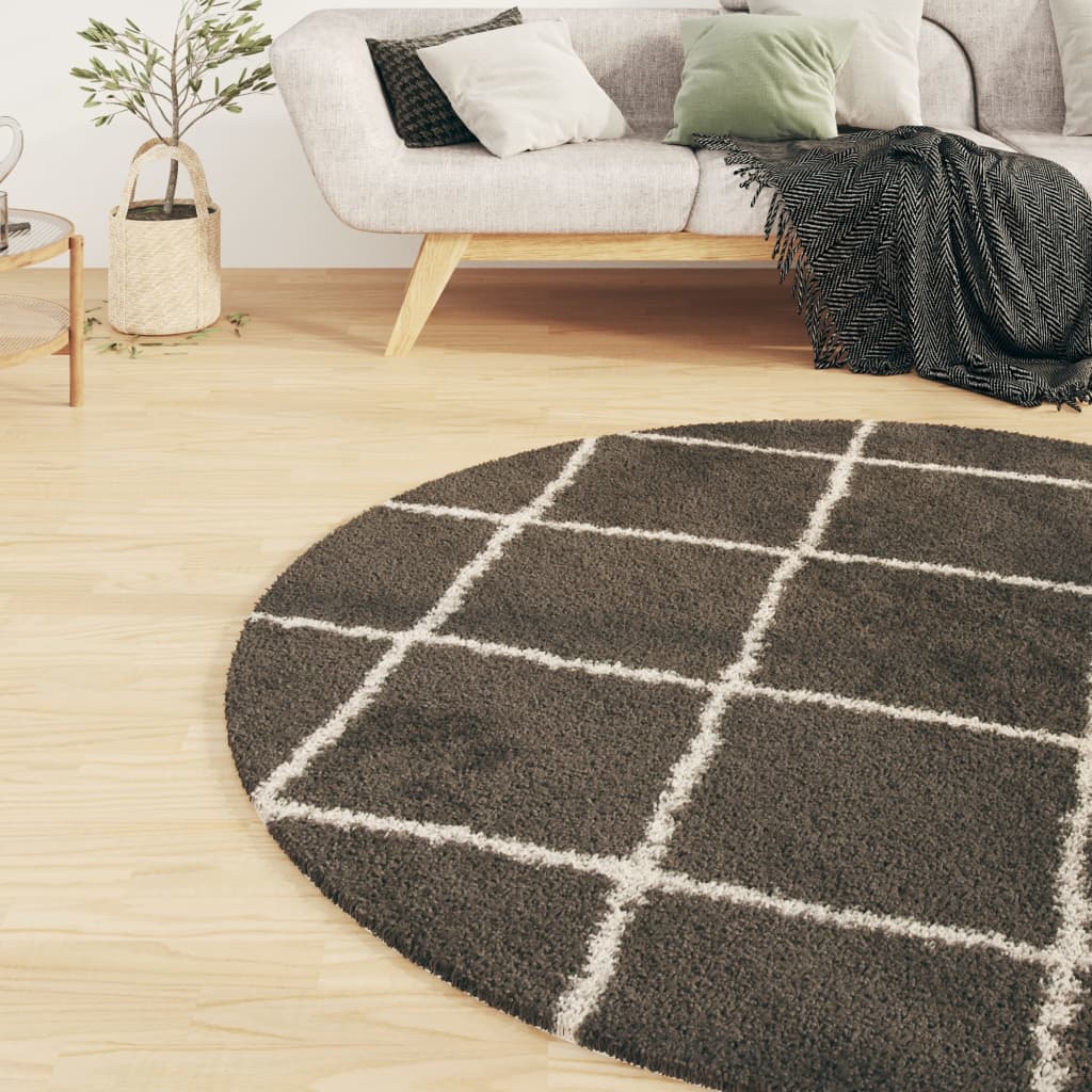 Teppich Shaggy Hochflor Creme und Anthrazit φ120 cm