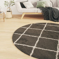 Thumbnail for Teppich Shaggy Hochflor Creme und Anthrazit φ120 cm