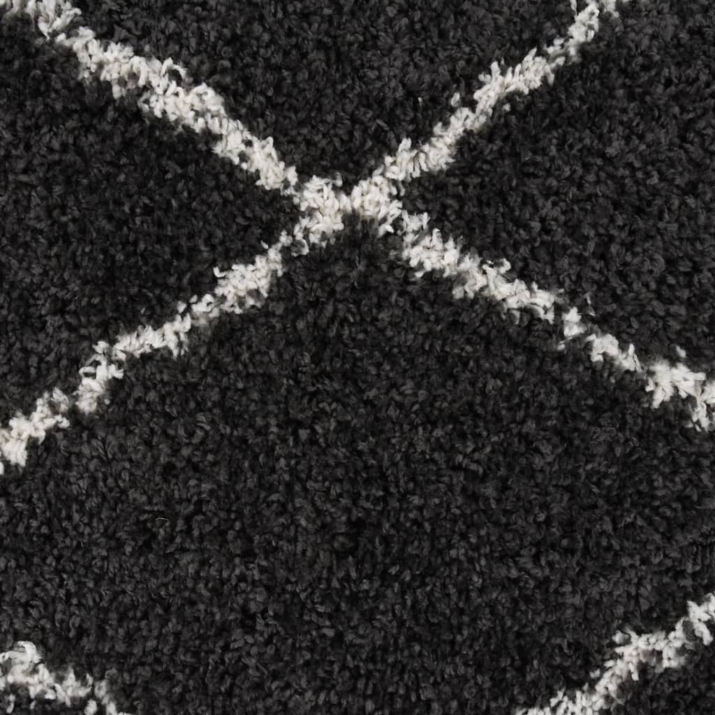 Teppich Shaggy Hochflor Creme und Anthrazit φ120 cm
