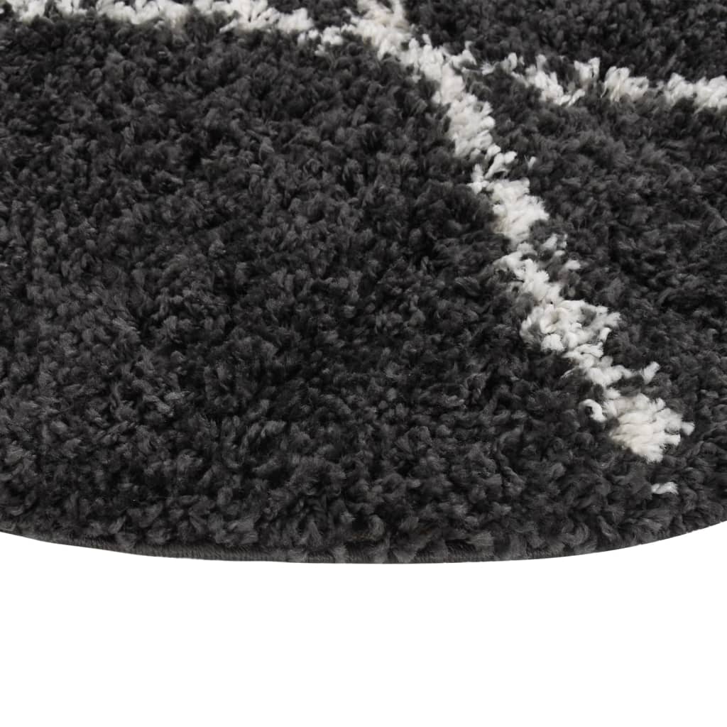 Teppich Shaggy Hochflor Creme und Anthrazit φ120 cm