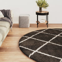 Thumbnail for Teppich Shaggy Hochflor Creme und Anthrazit φ120 cm