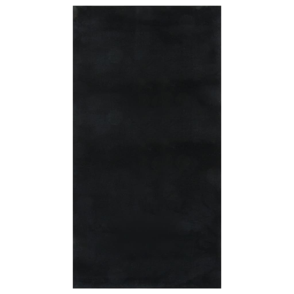Teppich Waschbar Flauschig Kurzflor 80x150 Rutschfest Schwarz