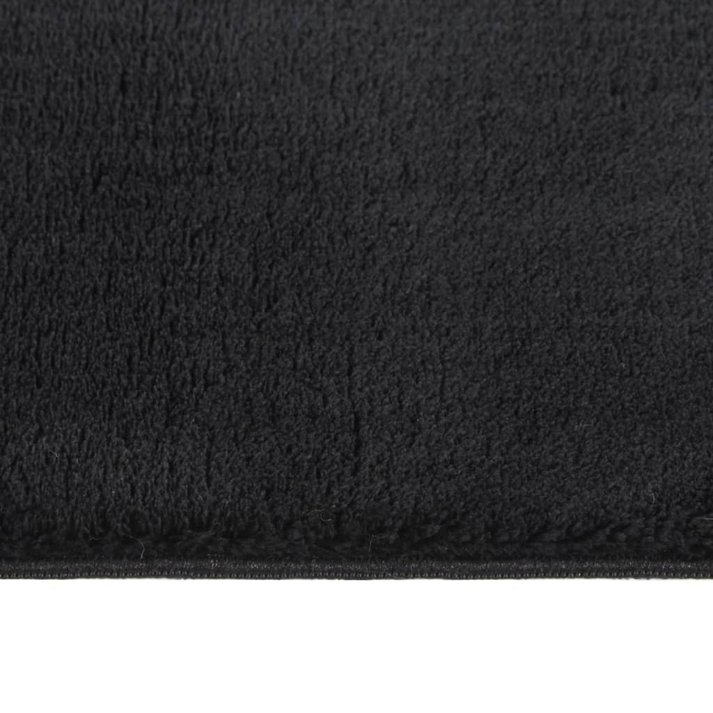 Teppich Waschbar Flauschig Kurzflor 80x150 Rutschfest Schwarz