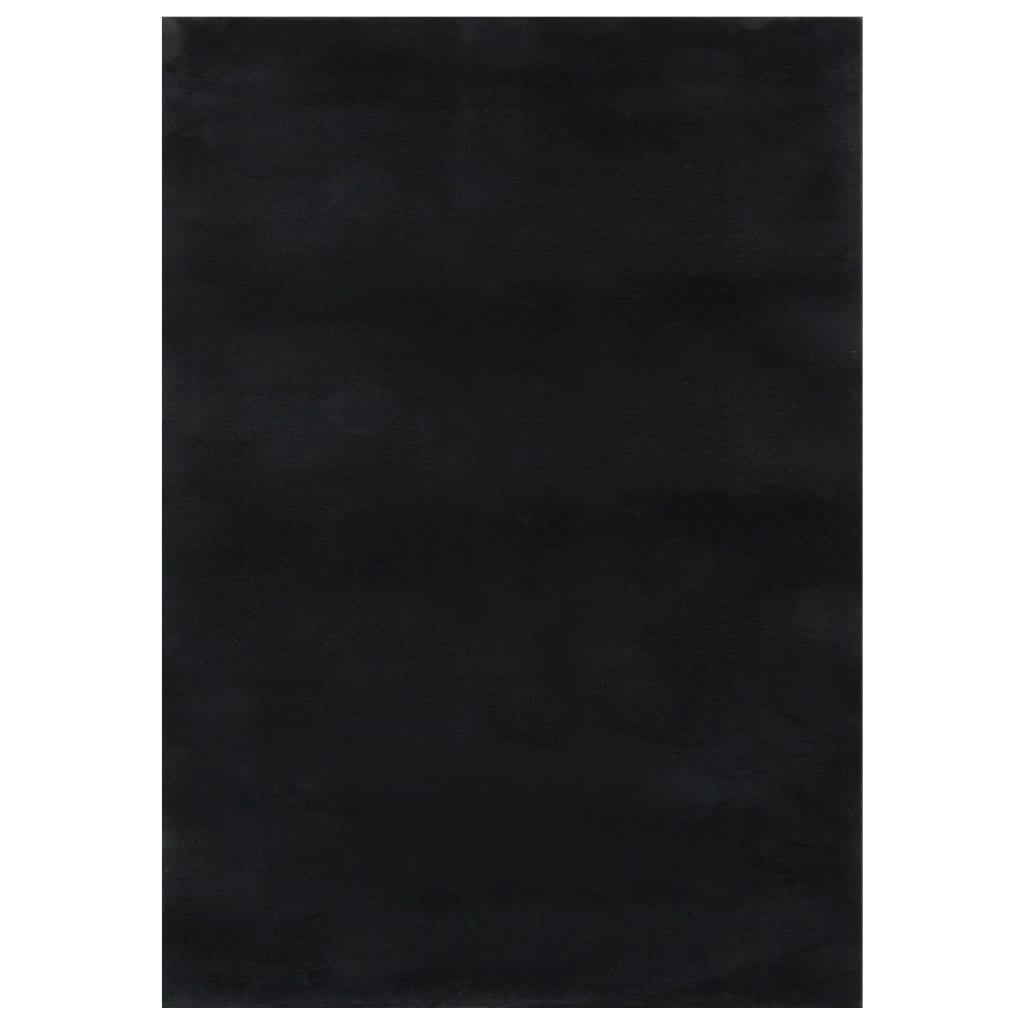 Teppich Waschbar Flauschig Kurzflor 120x170 Rutschfest Schwarz