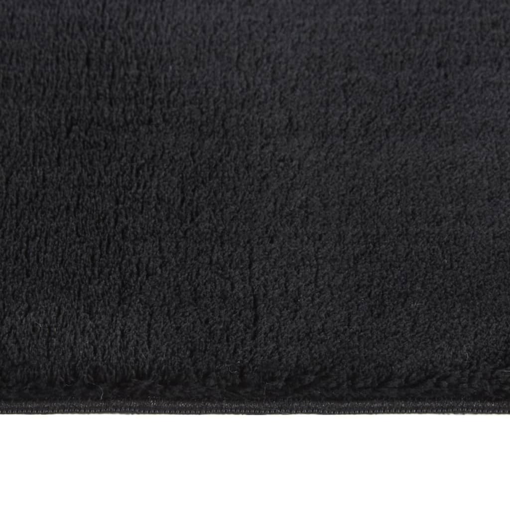 Teppich Waschbar Flauschig Kurzflor 120x170 Rutschfest Schwarz