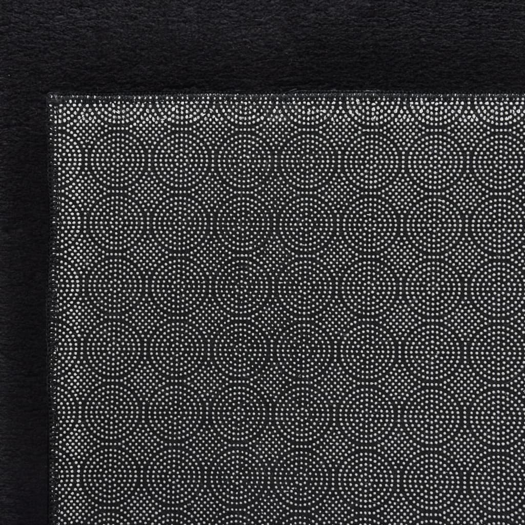 Teppich Waschbar Flauschig Kurzflor 120x170 Rutschfest Schwarz