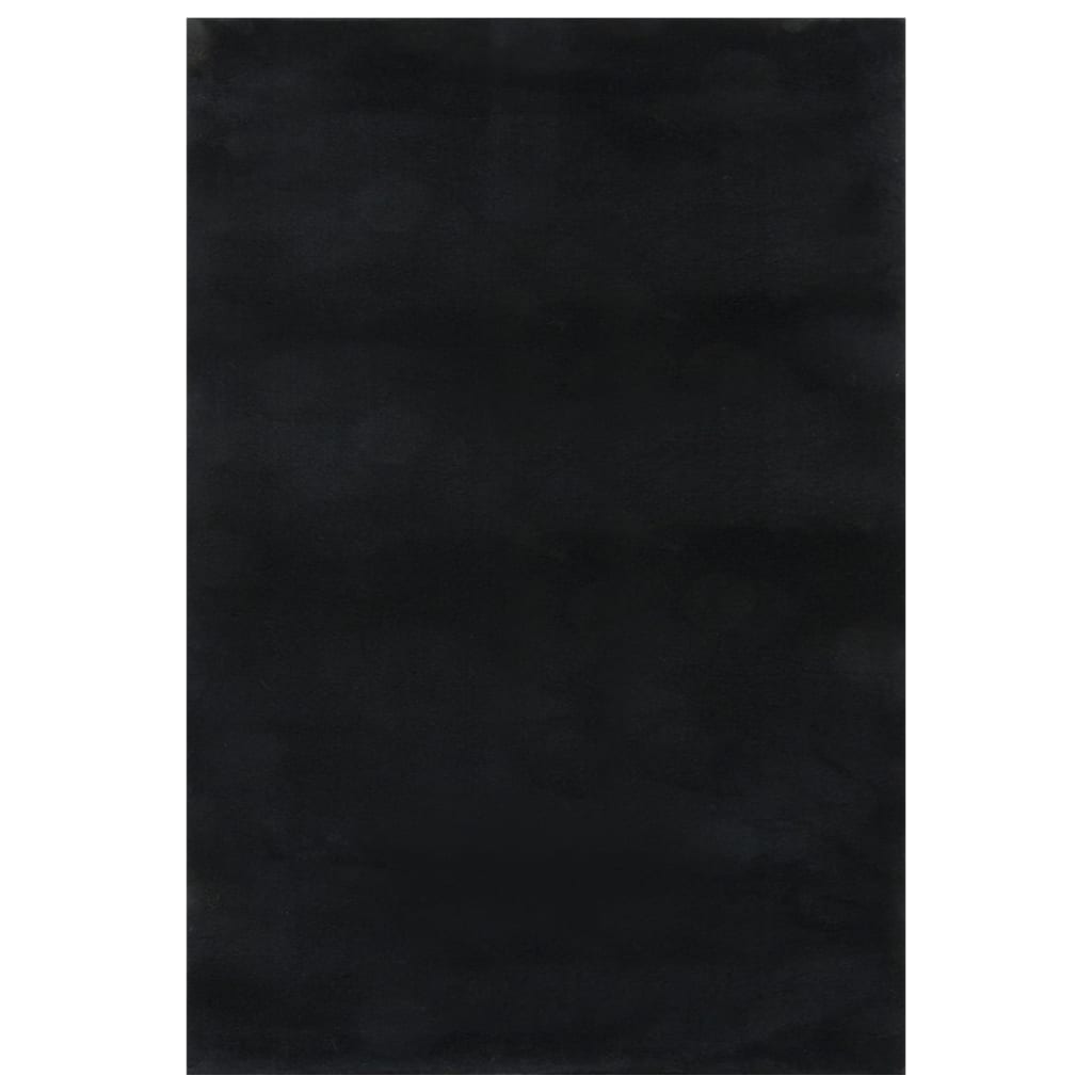 Teppich Shaggy Waschbar Weich 160x230 cm Rutschfest Schwarz