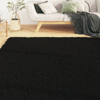 Thumbnail for Teppich Shaggy Waschbar Weich 160x230 cm Rutschfest Schwarz
