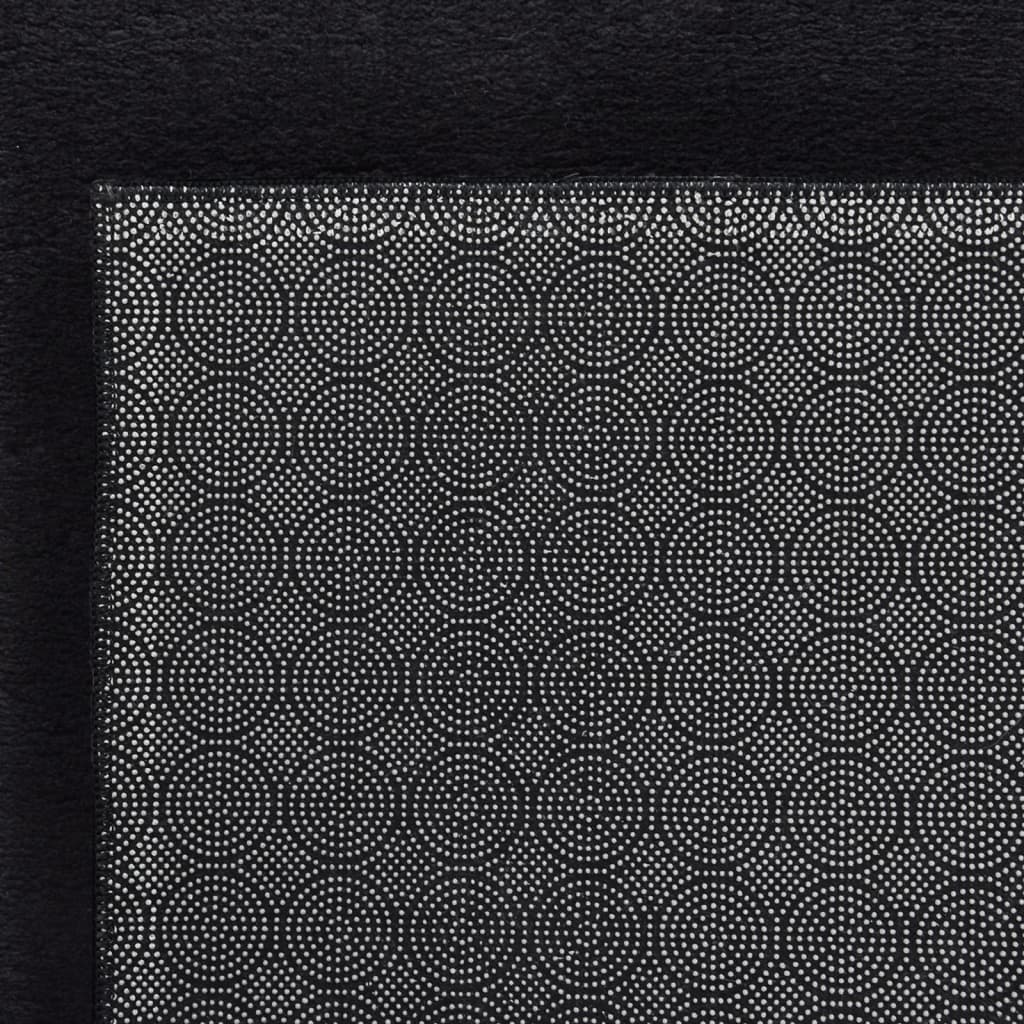 Teppich Shaggy Waschbar Weich 160x230 cm Rutschfest Schwarz