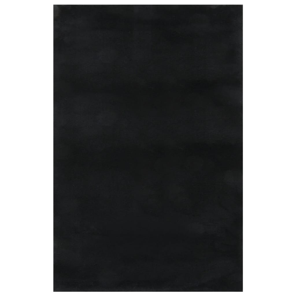 Teppich Waschbar Flauschig Kurzflor 200x290 Rutschfest Schwarz