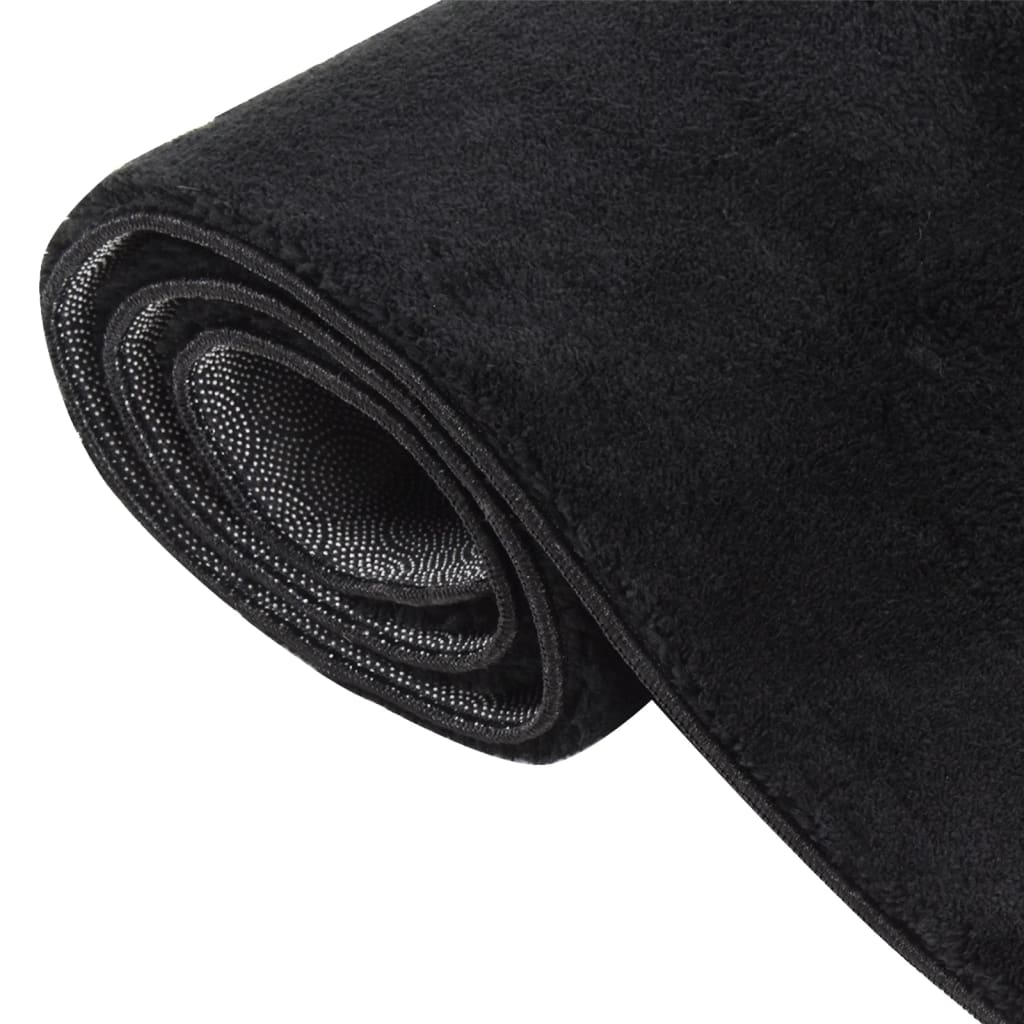 Teppich Waschbar Flauschig Kurzflor 200x290 Rutschfest Schwarz