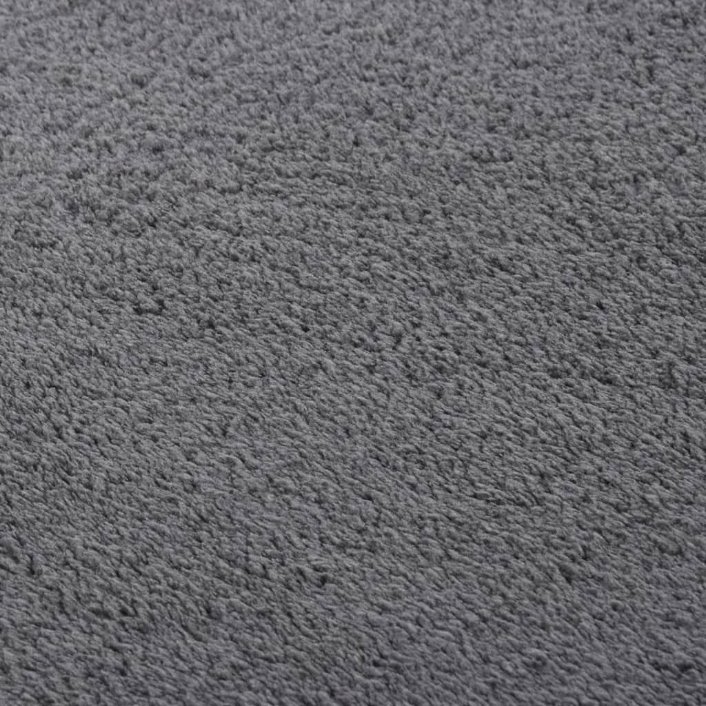 Teppich Waschbar Flauschig Kurzflor 80x150 Rutschfest Anthrazit