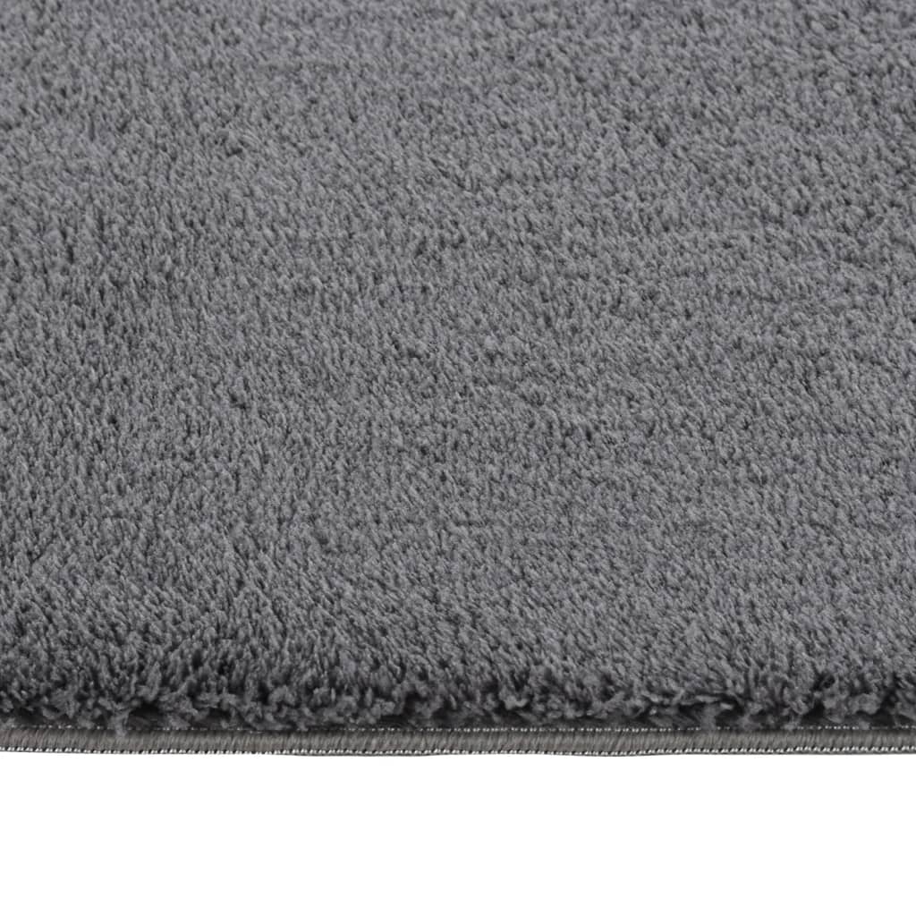 Teppich Waschbar Flauschig Kurzflor 80x150 Rutschfest Anthrazit