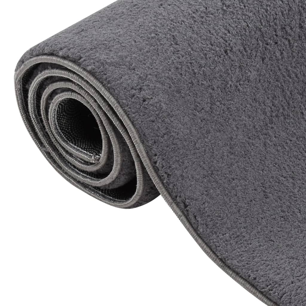 Teppich Shaggy Waschbar Weich 120x170 cm Rutschfest Anthrazit