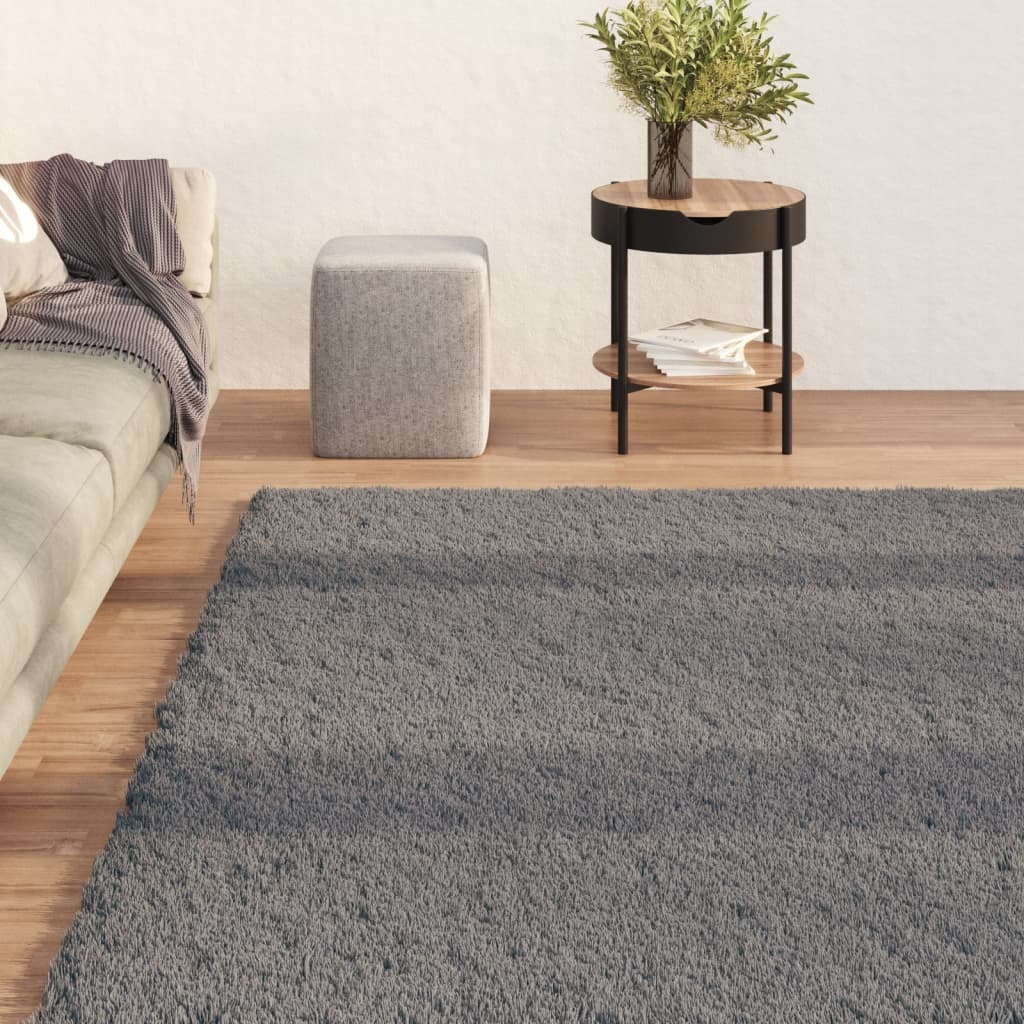 Teppich Shaggy Waschbar Weich 120x170 cm Rutschfest Anthrazit