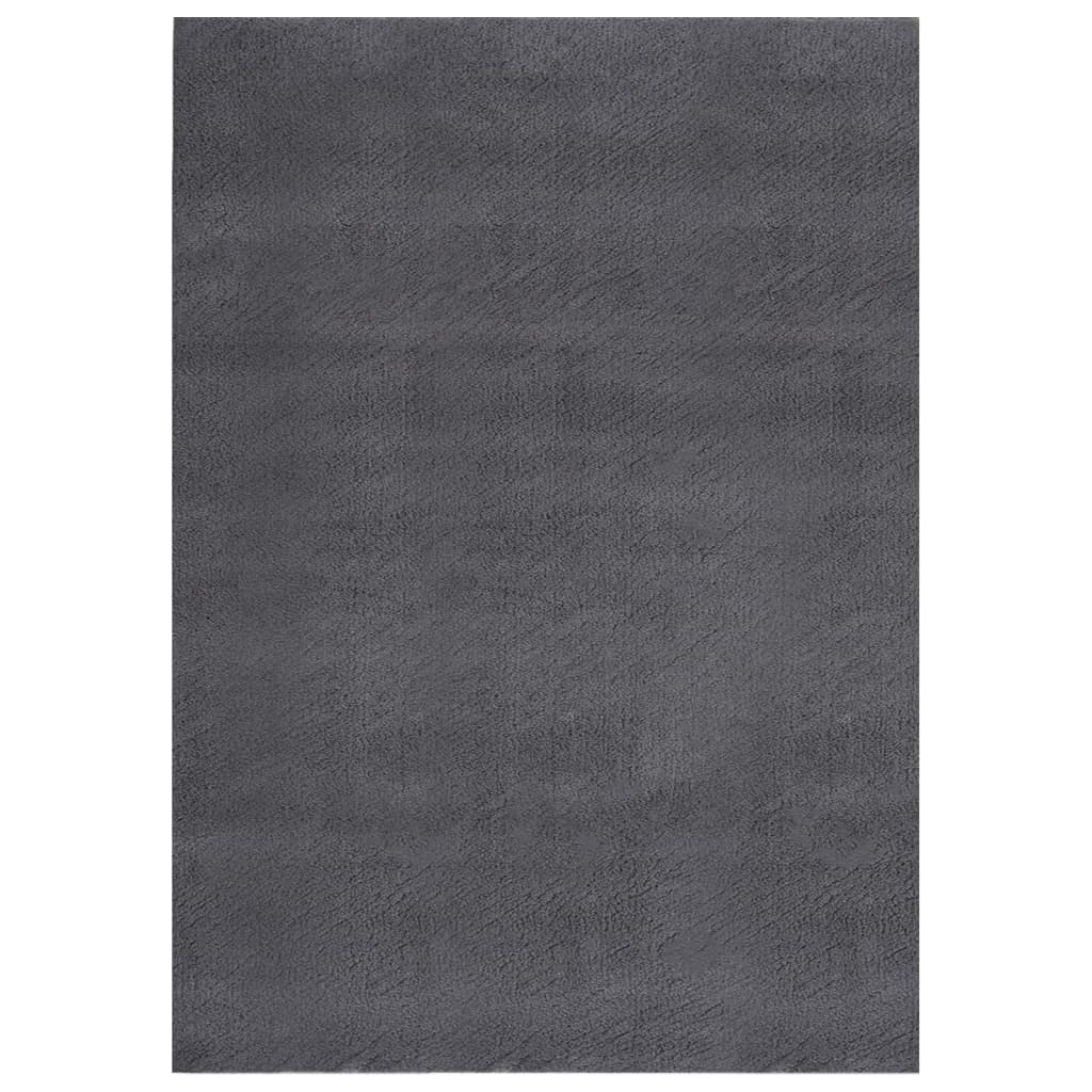 Teppich Shaggy Waschbar Weich 160x230 cm Rutschfest Anthrazit
