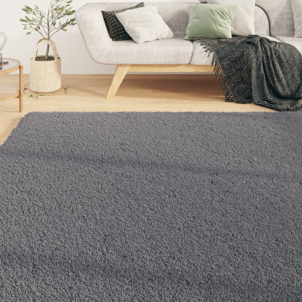 Teppich Shaggy Waschbar Weich 160x230 cm Rutschfest Anthrazit