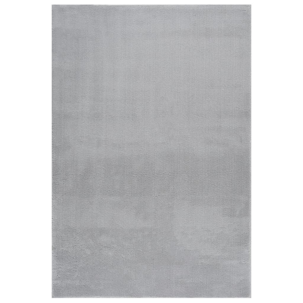 Teppich Shaggy Waschbar Weich 160x230 cm Rutschfest Grau