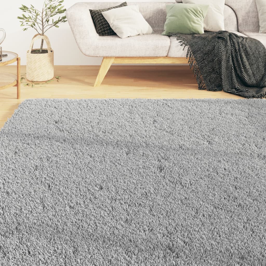 Teppich Shaggy Waschbar Weich 160x230 cm Rutschfest Grau