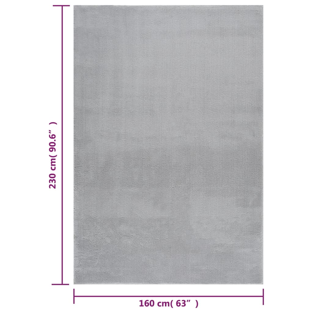Teppich Shaggy Waschbar Weich 160x230 cm Rutschfest Grau