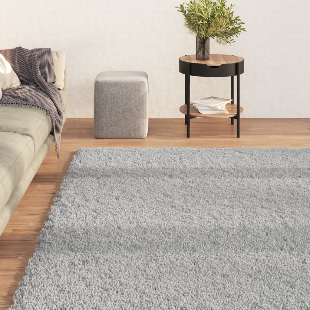 Teppich Shaggy Waschbar Weich 160x230 cm Rutschfest Grau