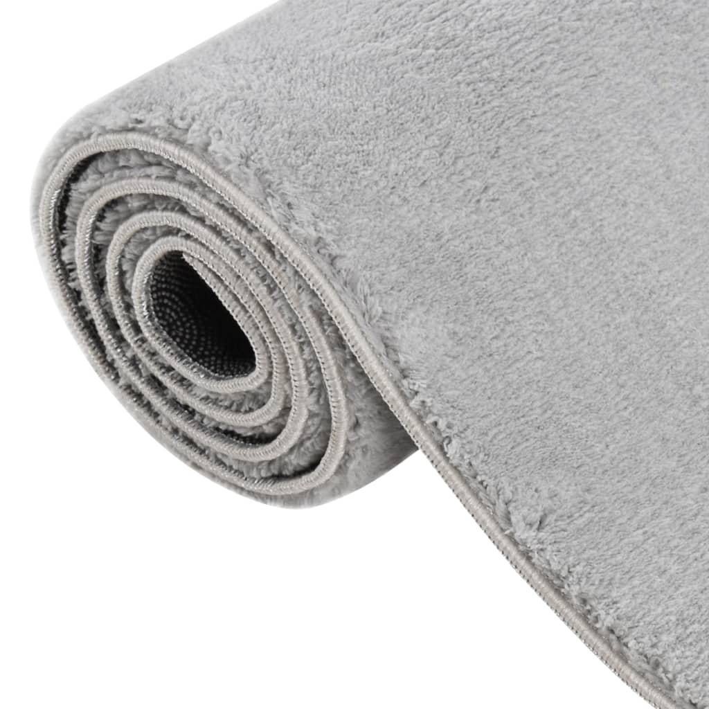 Teppich Waschbar Flauschig Kurzflor 200x290 Rutschfest Grau