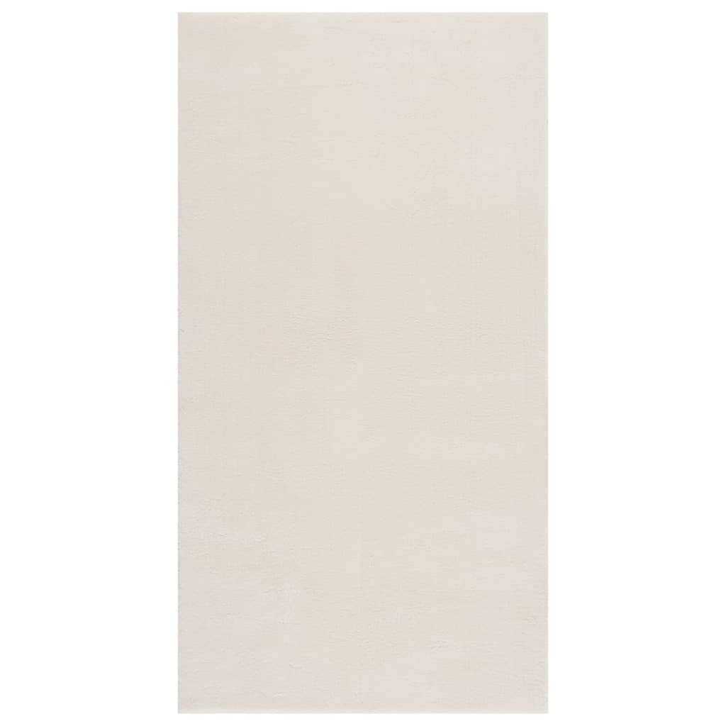 Teppich Waschbar Flauschig Kurzflor 80x150 Rutschfest Creme