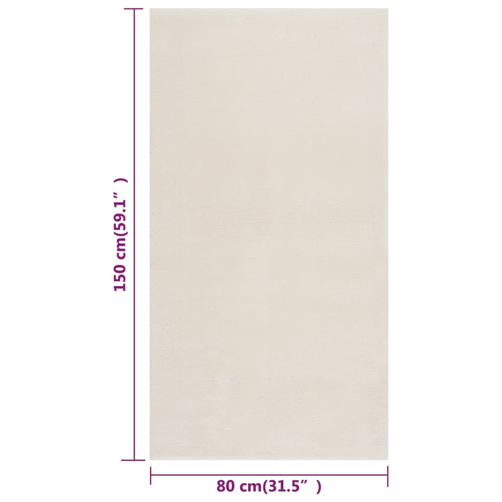 Teppich Waschbar Flauschig Kurzflor 80x150 Rutschfest Creme
