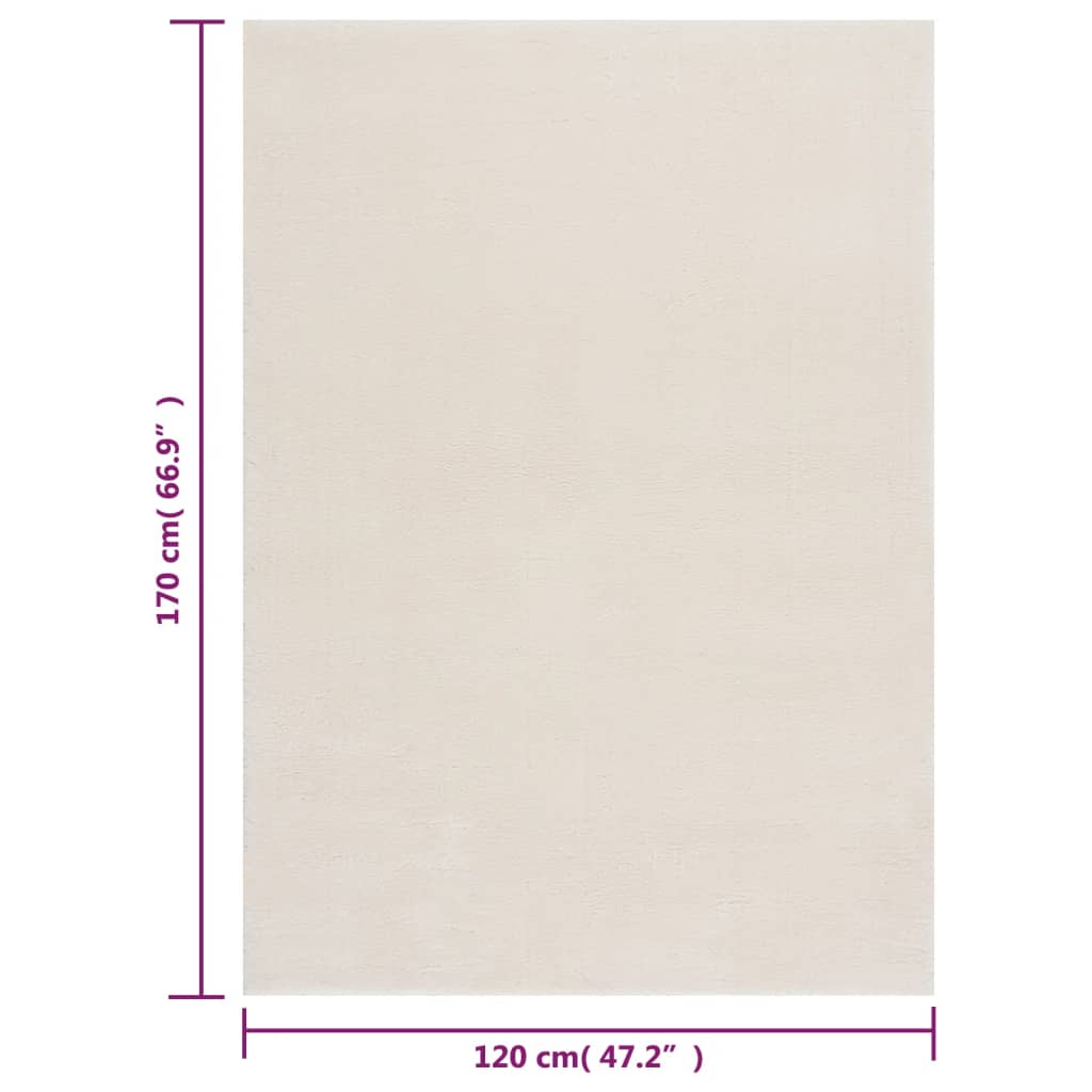Teppich Waschbar Flauschig Kurzflor 120x170 Rutschfest Creme