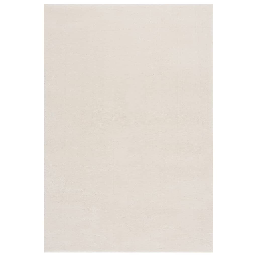 Teppich Waschbar Flauschig Kurzflor 160x230 Rutschfest Creme