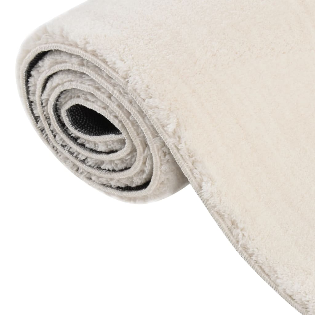 Teppich Waschbar Flauschig Kurzflor 160x230 Rutschfest Creme