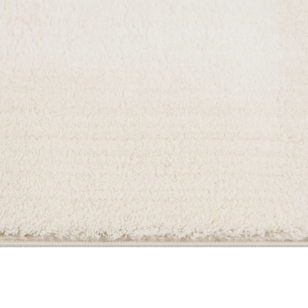 Teppich Waschbar Flauschig Kurzflor 160x230 Rutschfest Creme