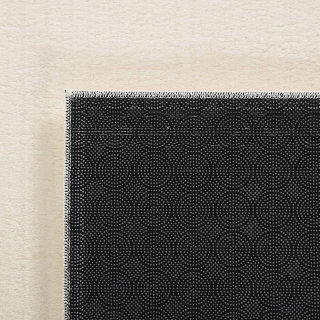 Teppich Waschbar Flauschig Kurzflor 160x230 Rutschfest Creme