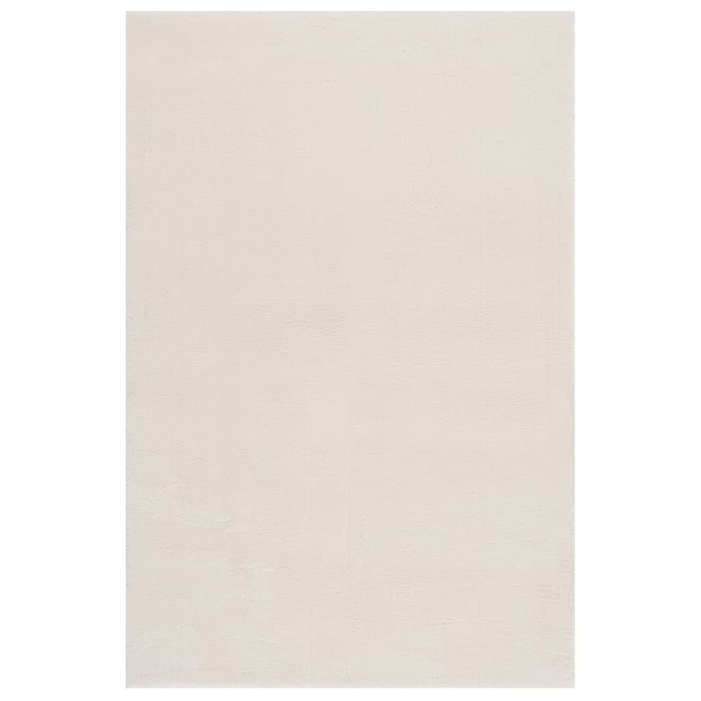 Teppich Waschbar Flauschig Kurzflor 200x290 Rutschfest Creme
