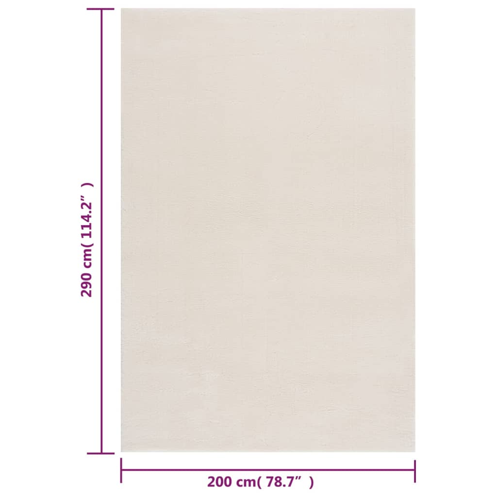 Teppich Waschbar Flauschig Kurzflor 200x290 Rutschfest Creme